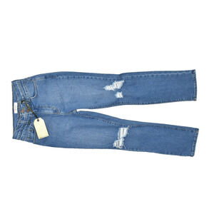 Vibrant MIU Women's Blue Distressed Mid-Rise Cropped Jeans Regular Size 1 (W24)